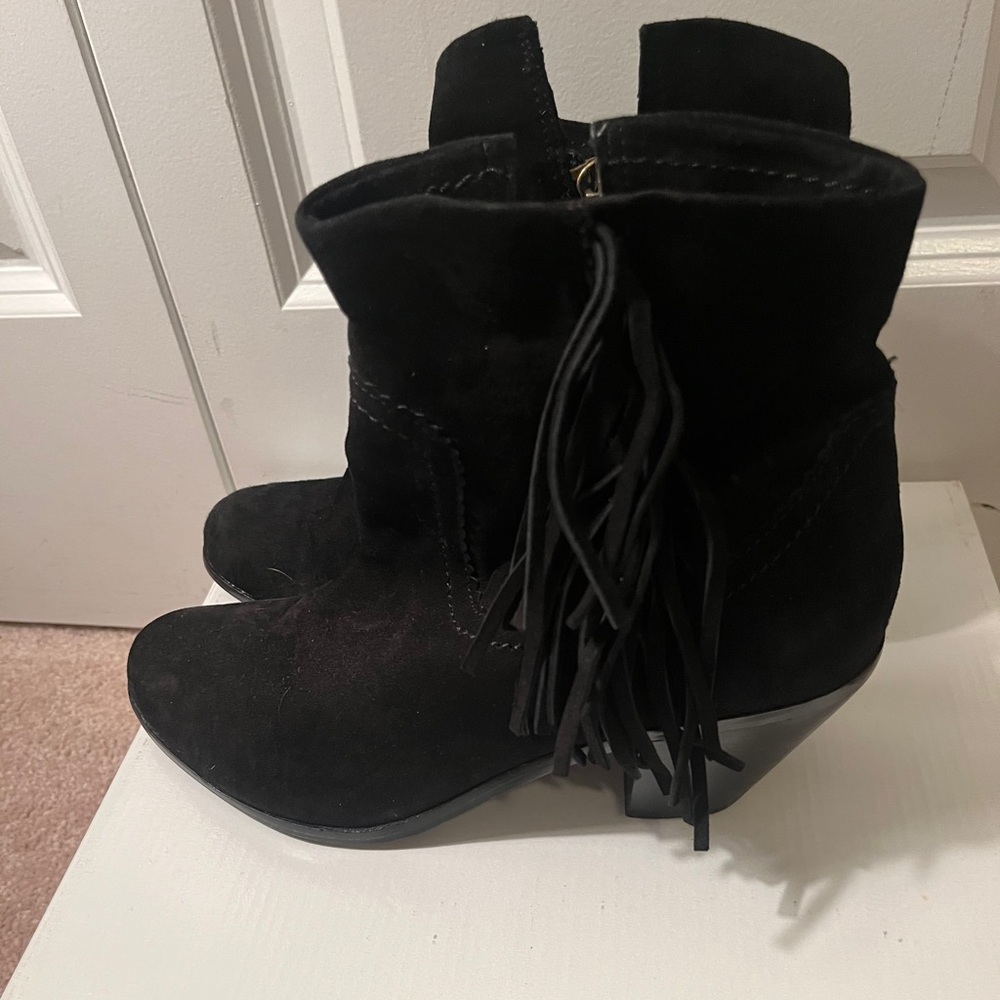 Sam Edelman Black Suede Fringe Bootie